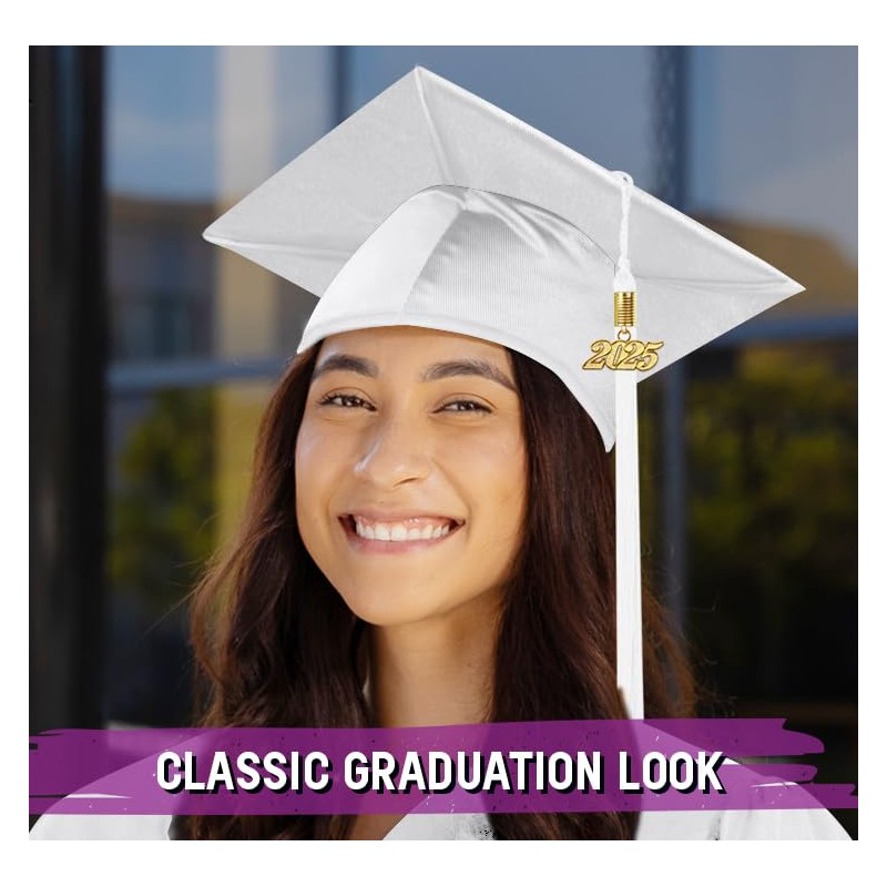 Endea Graduation Shiny Cap & Tassel (White, 2025)