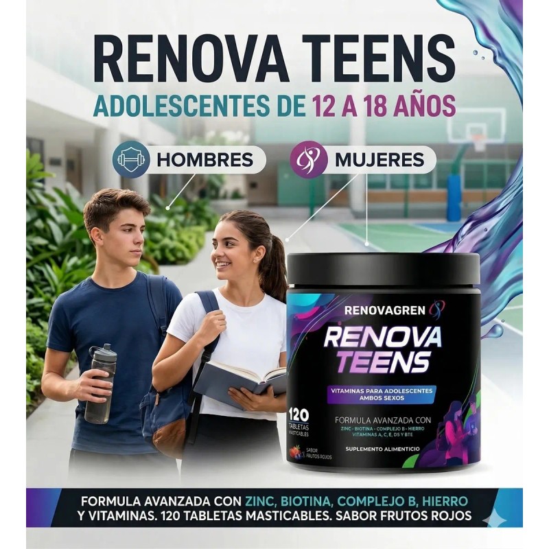 Vitaminas Adolescentes 18años Enfoque Energía Rendimiento Frutos Rojos