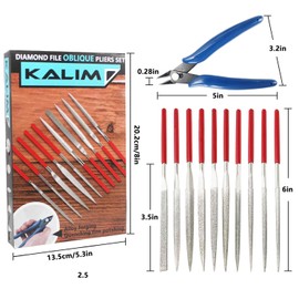 Diamond Needle File Set, 10PCS Diamond Files with 1 Wire Cutter and 1 Carrying Case, File Tools for Woodworking, Metalworking, Jewelry, Model, Hobby, etc.