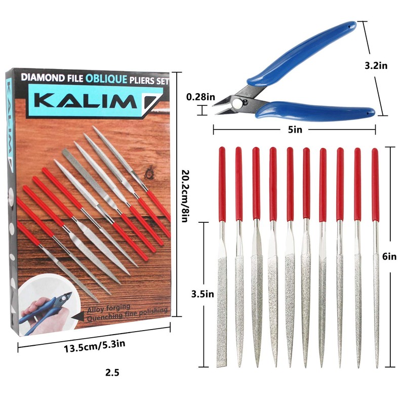 Diamond Needle File Set, 10PCS Diamond Files with 1 Wire