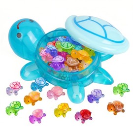 HXJFGDM XXL Glowing Turtle Family: 1x Large Mother Turtle (17cm, with storage compartment) + 50x Mini Glow-in-the-Dark Turtles – Weatherproof Resin Decor for Garden, Aquarium & DIY Crafts