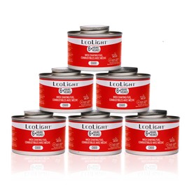 6 Pack Chafing Fuel 6 Hour Burn – Odorless, Smokeless & Spill-Proof Wick, 7.8oz Food Warmer Fuel for Chafing Dish Buffet Set & Catering Use, LeoLight