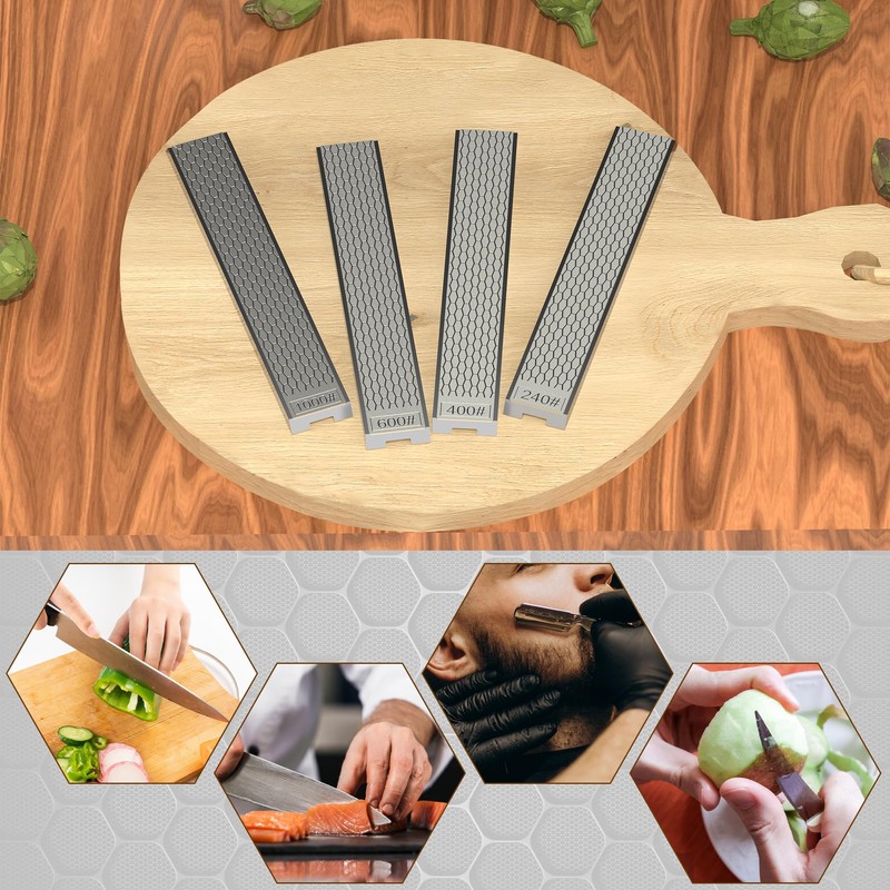 XARILK 4 PCS Diamond Knife Sharpening Stones Set with Aluminum