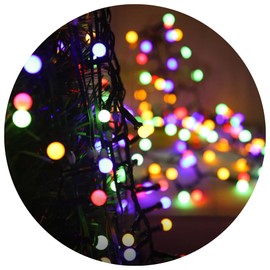 Holiday Bright Lights 500L Indoor/Outdoor Gumball Rice Light Reel - Green Cord/Multi Opaque