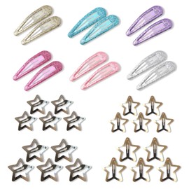 YOUZMY 32 Stücke Glitzer Stern Haarspangen, Goldene Metall Haarschmuck Clips, Haarspangen Haarstyling Zubehör Haarklammern, Bunte Pailletten Haarspangen, Haaraccessoires für Kinder Mädchen Frauen