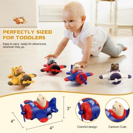 Lilycass 4 Pack Press and Go Toddler Car Toys Cute Animal Airplane Toy Cars Set First Birthday Gifts Boy Girl