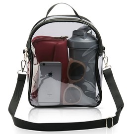 Clear untinted crossbody bag stadium approved men and women for festivals arenas and sporting events, Black