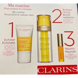 CLARINS Plant Gold Nutri-Revitalizing Oil-Emulsion 1.1 Oz Comfort Scrub 0.4 Oz