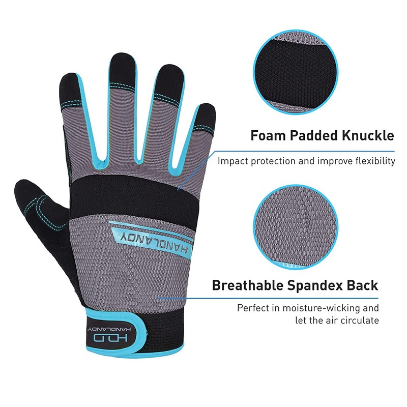 HANDLANDY Work Gloves Mens & Women, Utility Safety Mechanic Working