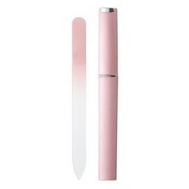 sourcing map Glass Nail File Kit 280 Grit Double Sided Professional Manicure Crystal Fingernail Files with Case for Natural Nail Art Shine Polishing Buffer, Rose Gold