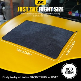 MIKKUPPA Microfiber Towels for Cars - 2-Pack 36"x24" Extra Large Car Drying Towel with Twisting Yarn Technique, Ultra Absorbent Scratch-Free Twisted-Loop Car Wash Towels with Interior Detailing Brush