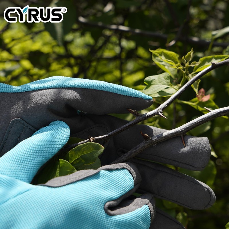CYRUS Garten Arbeitshandschuhe,Damenhandschuhe aus schnittfestem Leder,blua,L
