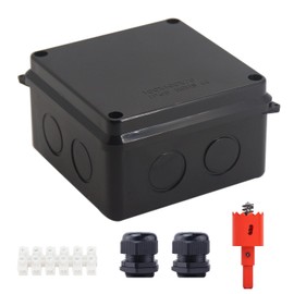 Junction Box, Reserved Holes Electrical Boxes Waterproof IP65 ABS Plastic Electrical Power Cord Enclosure Project Box Black 3.9 x 3.9 x 2.8 inch(100x100x70mm)