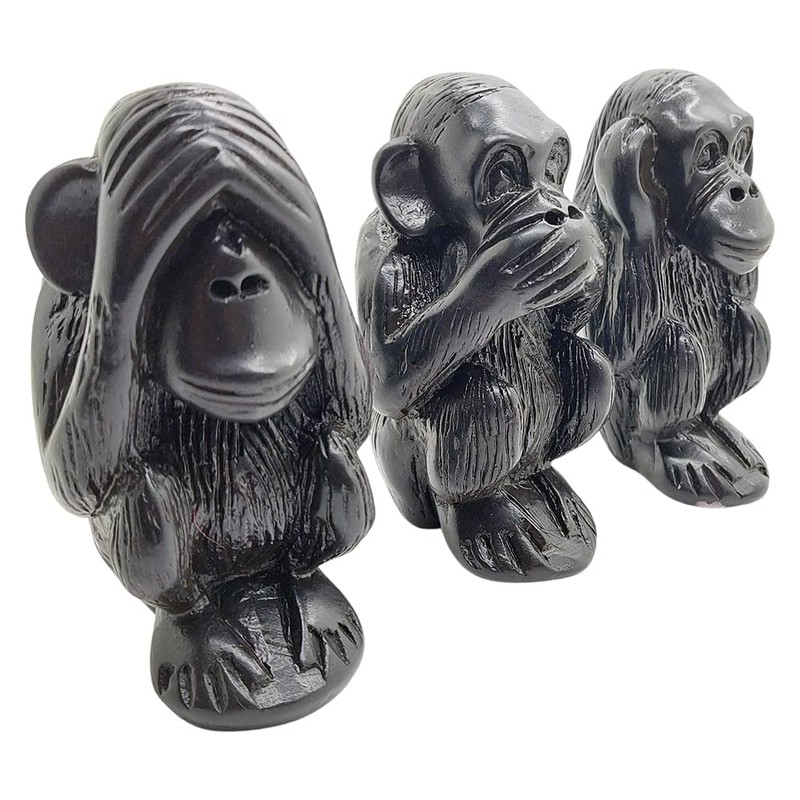 VIE Naturals Three Monkeys Resin Figurine, Large, Multi-Colour, One Size
