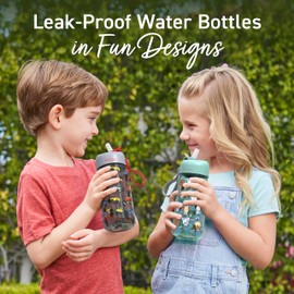 Bentgo Kids Water Bottle - Leak-Proof, Durable Tritan, BPA-Free 15 oz. Cup for Kids/Toddlers Ages 3+, Safe Sip Spout, Carrying Handle, & Dishwasher Safe for School, Sports, Daycare & Camp (Trucks)