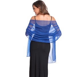 Chales y envolturas suaves y sedosas para mujer, para vestido de noche, elegante, boda, novia, dama de honor, Azul Real, 79''×27'’