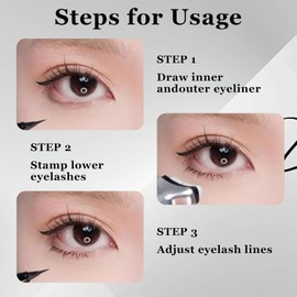 Fonyiunce Eyeliner Stamp (Mocha Brown), Lower Lash Stamp, 2 in 1 Lower Eyelash Stamp Set, Reusable Lower Lash Stamp, Eye Makeup Tools for Beginners, Lower Lash Stamp for Make Up Beginners