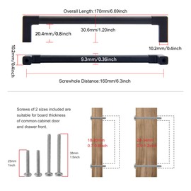 TUNNY 10 Pack Classic Solid Cabinet Handles-6.3"/160mm Screw Spacing Matte Black Furniture Hardware Handles for Bathroom Dresser Kitchen Cabinets Bedroom Cabinet Pull