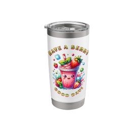 Have A Berry Good Day Kids Cute Japan Kawaii Strawberry Boba Stainless Steel Insulated Tumbler
