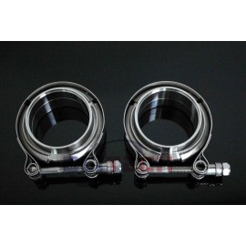 GMR-RACING 4PCS stainless steel 4" Flange V-band Clamp 4 Inch Turbo Exhaust Down Pipes Kit