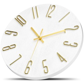 lanktoo Wall Clock,Battery Operated,Modern Minimalist Design for Living Room, Office, Kitchen, Bedroom, and Bathroom - Silent Non-Ticking, Stylish, and Perfect for Any Room - White, 12 Inch