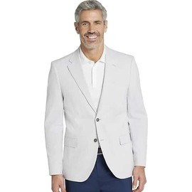Nautica Mens Modern fit Sport Coat Blazer 42 L Light Grey Striped Stretch