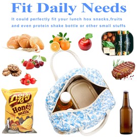 Lunch Bag for Women or Men,Quilted Lunch Tote Bags,Reusable High Capacity Lunch Box,Large Capacity Insulated Cooler for Work, Travel, Outdoor (Blue)