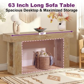 HIGREENA 63 Inch Long Entryway Table, Rustic Wooden Console Sofa Table with Storage for Living Room, Hallway，Farmhouse Vintage Narrow Foyer Table Behind Couch for Entryway - Brown
