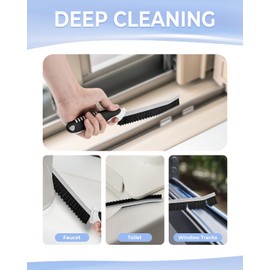 Cleangor Crevice Cleaning Brushes, Serrated Scrub Brush Tool for Hard to Reach Tight Space, Cleaner Brushes, Cleaning Supplies, Home Essentials for Shower, Bathroom, Kitchen, Window, Toilet, Sink