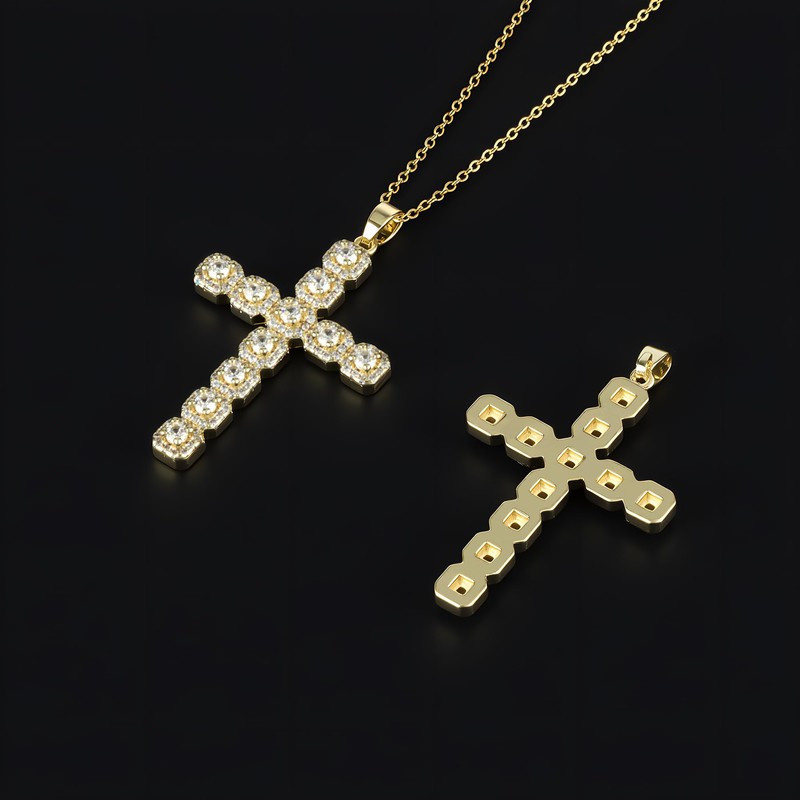 Cavalcade Cross Pendant for Car Rear View Mirror Rhinestone Decor