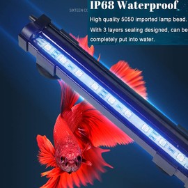 Aquarium air Bubble Light, RGB LED Fish Tank Light with 16 Colors 4 Modes, Remote Control IP68 Submersible LED Aquarium Lamp with for Turtle Tank, Betta, Shrimp(7.1inch Light Tube(with Remote)）