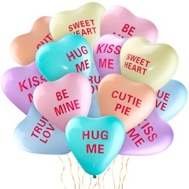 Libima 30 Pcs Valentine's Day Heart Balloons 12 Inch Conversation Balloons Latex Candy Heart Shaped for Propose Wedding Engagement Anniversary Party Decorations(Light Colors, Romantic)