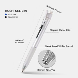 Thien Long Hoshi 6 PCs Premium Retractable Gel Pens Blue Ink, 0.5mm Fine Point, Auto-Lock Pocket Clip, Soft Grip, Quick-Dry Ink - Perfect for Teacher, College, Back to School & Office Supplies