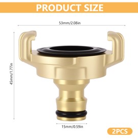 Pack of 2 Brass Quick Coupling, Garden Hose Quick Couplings, 1/2 Inch Plug-In Coupling Claw Coupling Adapter for Garden Hose, Compatible with Gardena GeKa