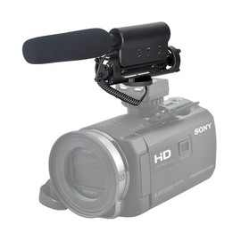 Shotgun Microphone (Stereo) with Windscreen & Dead Cat Muff for Sony Alpha A6300 (w/Multi-Interface Adapter)