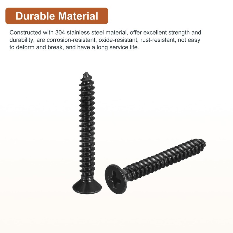 DTGN 50Pcs #10x1-1/2" Flat Head Wood Screws, 304 Stainless Steel