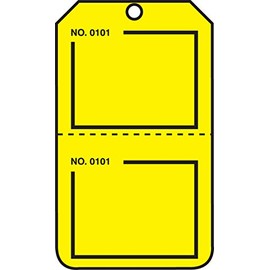 Accuform TPP224CTM PF-Cardstock Blank Numbered Tag, Legend "(Blank)", 5.75" Length x 3.25" Width x 0.010" Thickness, Black on Yellow (Pack of 5)