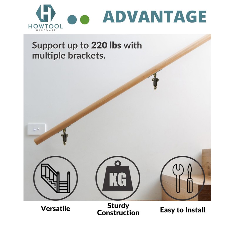 Handrail Brackets Wall Mounted Antique Brass Zinc Stair Railing Support