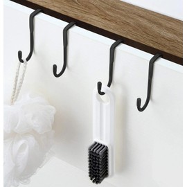 CHFEZOCO Over the Door Hooks, Double Design Coat Hooks for Closet Door, Double Hooks for Cabinet Door, Stainless Steel, Black