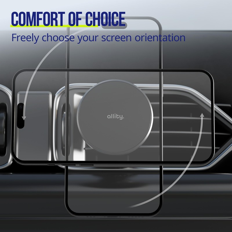 Allity Radiator Grille Mount ACH-300 Magnetic with Wireless Charging Black