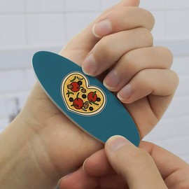 Heart Pizza Pie Love Double-Sided Oval Nail File Emery Board Set 4 Pack