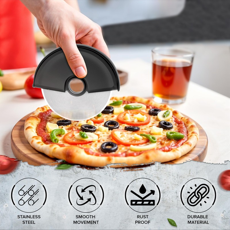 Sefinsecimi Compact Grip Pizza Cutter – Ergonomic Handheld Pizza Wheel