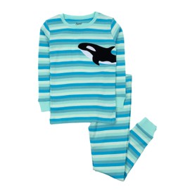 Leveret Boys Girls Kids Striped Two Piece Cotton Pajamas Orca Size 6 Years