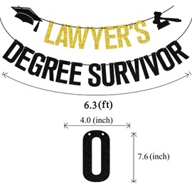 Gold Glitter Lawyer's Degree Survivor Banner, Congarts Lawyer/Congarts JD, 2025 JD Law School Graduation Party Decorations Supplies for Girls Boys
