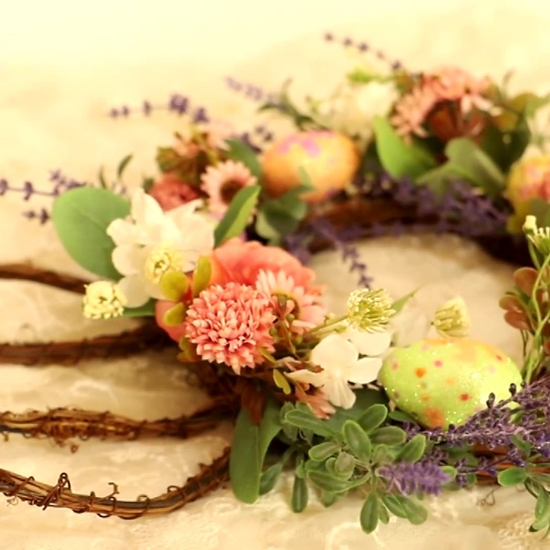Bunny Egg Easter Wreath Simulation Lavender Wreath Decoration for Door