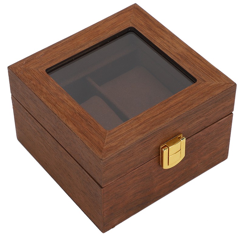 Wooden Watch Case 2 Slot Clamshell Watch Storage Box Organizer