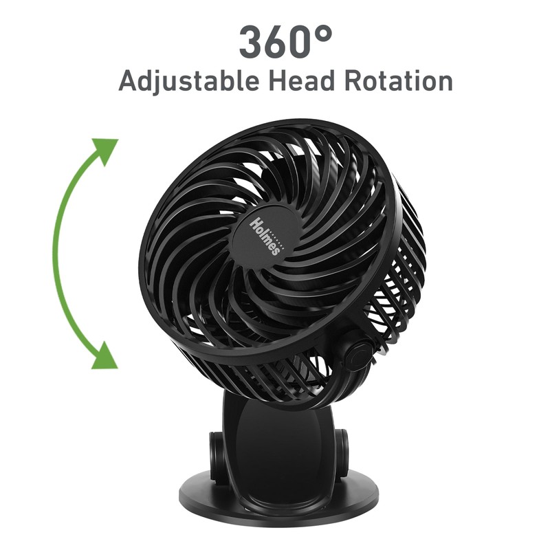 Holmes 4” On-The-Go Personal Fan with Clip – 3 Speed