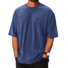 YawYews Mens Athletic Oversized Tshirts Lightweight Moisture Wicking Quick Dry Workout Tee with Pocket Navy