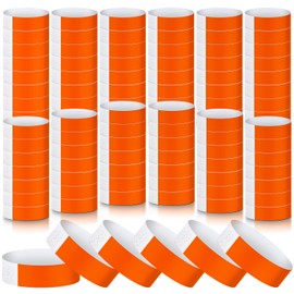 Tudomro 1200 Pack Paper Wristbands for Events Neon Party Wrist Bands Colored Waterproof Concert Identification Hand Bands Lightweight Adhesive Wristbands(Orange)