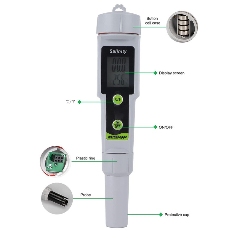 Salt Content Measuring Device, Aquarium Water Tester, Salt 2 in
